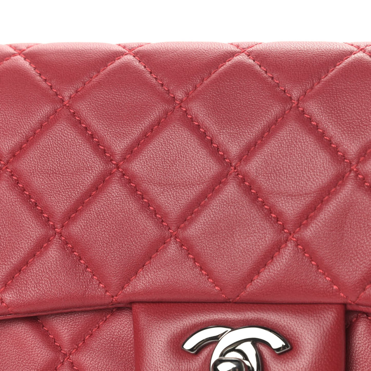 Lambskin Quilted Small Hula Hoop Flap Red
