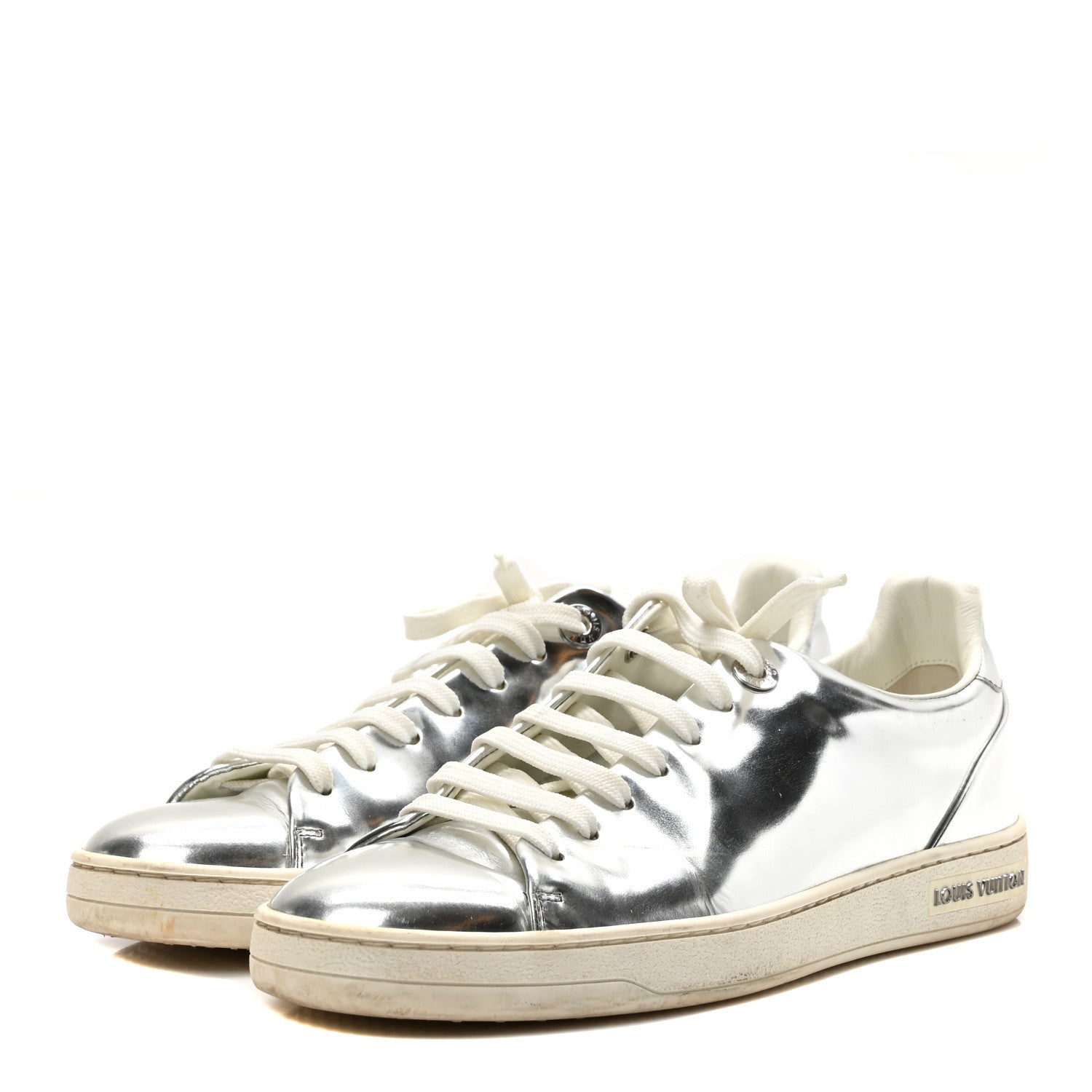 Louis Vuitton Metallic Calfskin Frontrow Sneakers 36.5 Silver 4 of 9