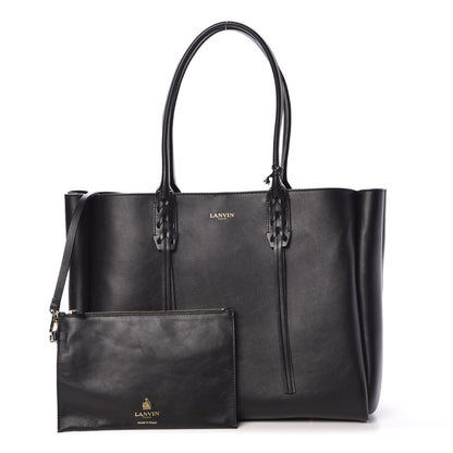 Lanvin Smooth Calfskin Small Fringe Shopper Tote Black 1 of 9