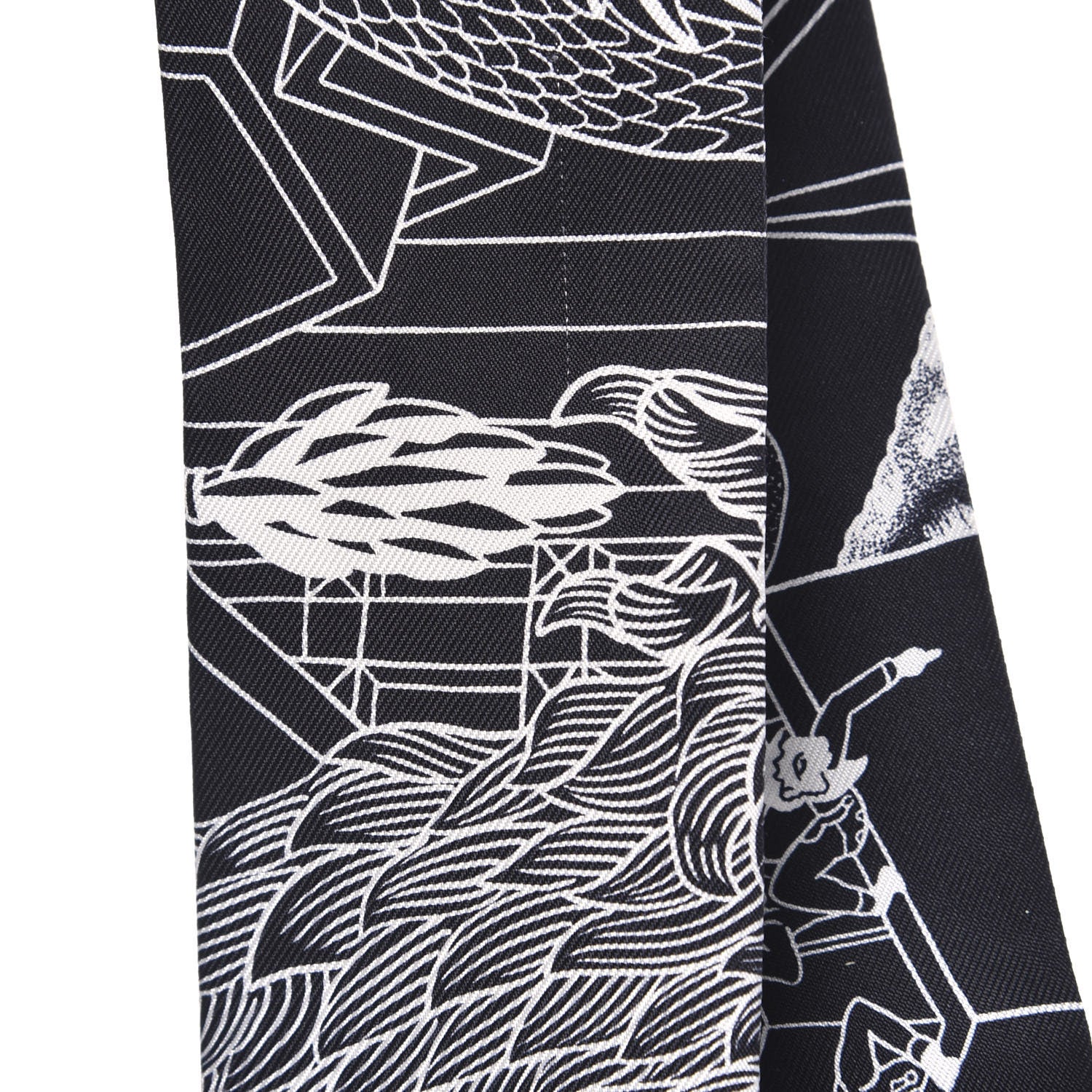 Hermes Silk Animapolis Twilly Black White 3 of 4