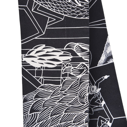 Hermes Silk Animapolis Twilly Black White 3 of 4
