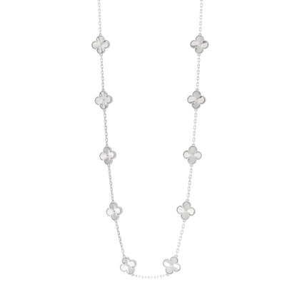 Van Cleef & Arpels 18K White Gold 20 Motifs Guilloche Vintage Alhambra Necklace 1 of 5