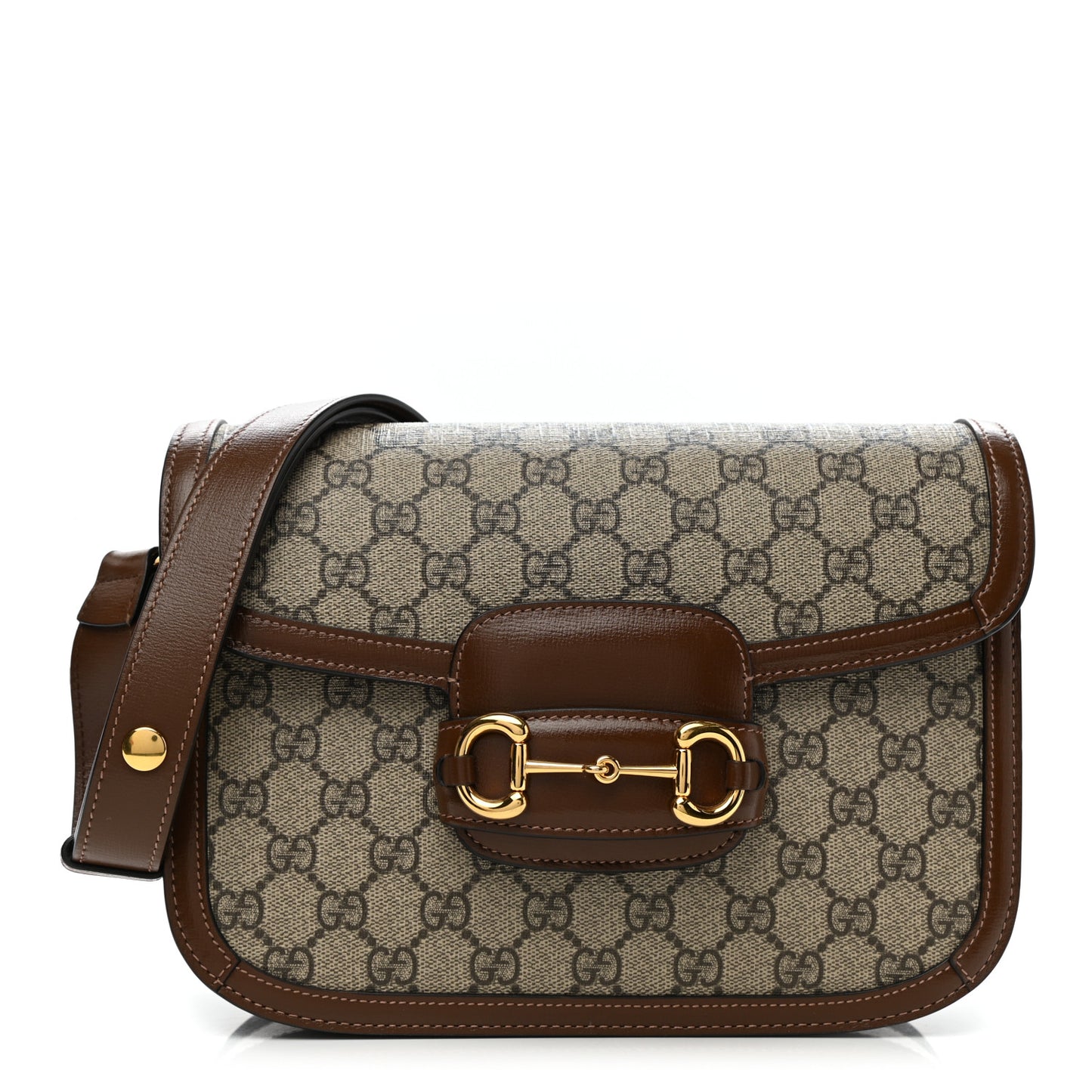 GG Supreme Monogram Horsebit 1955 Shoulder Bag Beige Brown Sugar