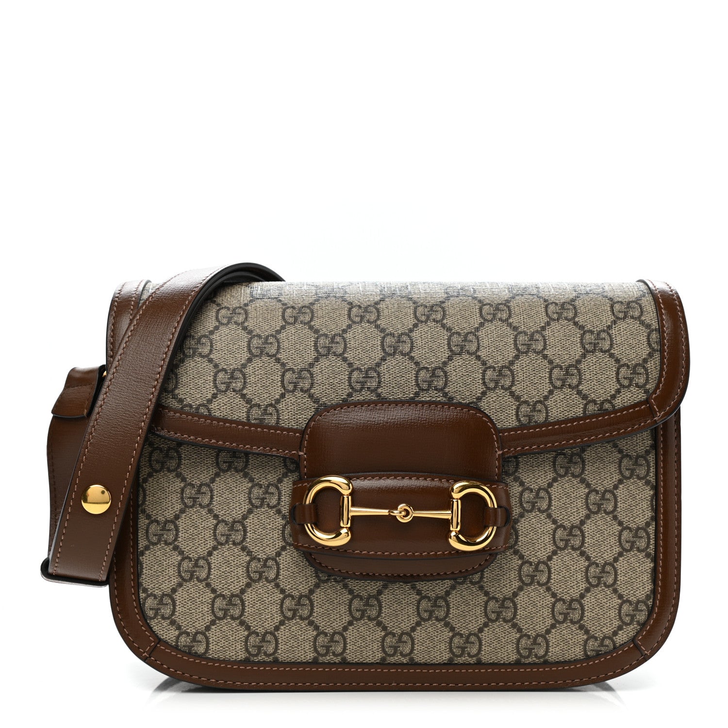 Gucci GG Supreme Monogram Horsebit 1955 Shoulder Bag Beige Brown Sugar 1 of 12