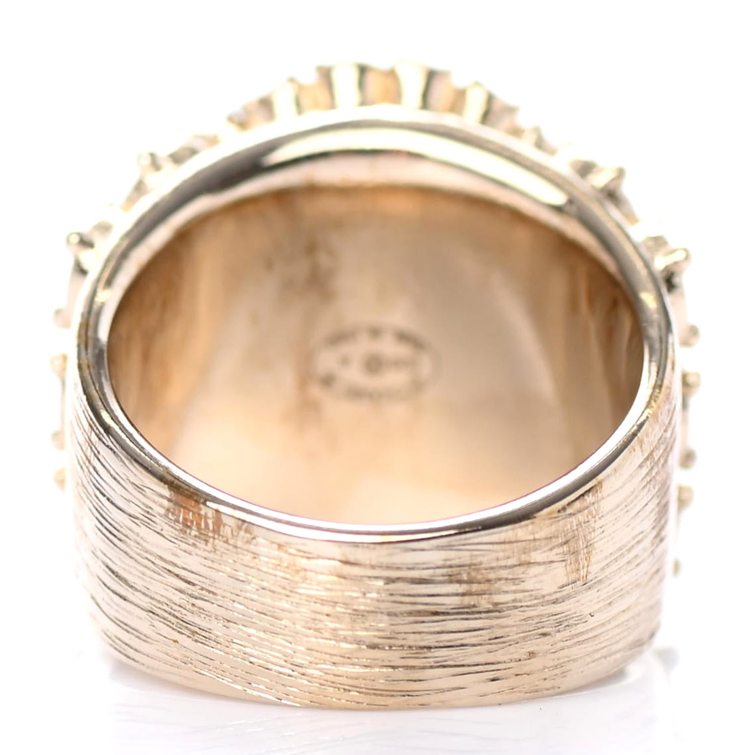 Chanel Pearl Crystal CC Ring 5.25 Gold Pearly White 2 of 4