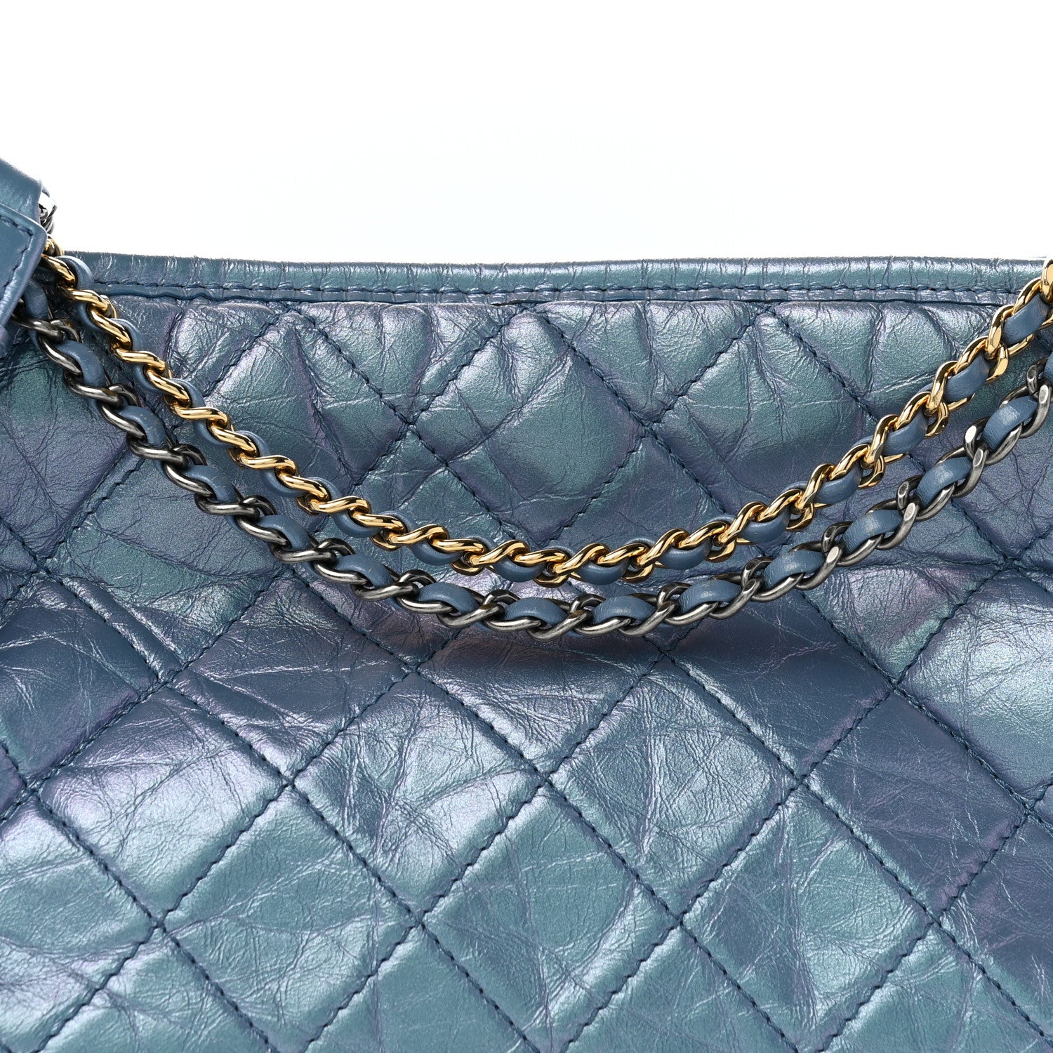 Chanel Iridescent Aged Calfskin Quilted Medium Gabrielle Hobo Blue 8 of 14