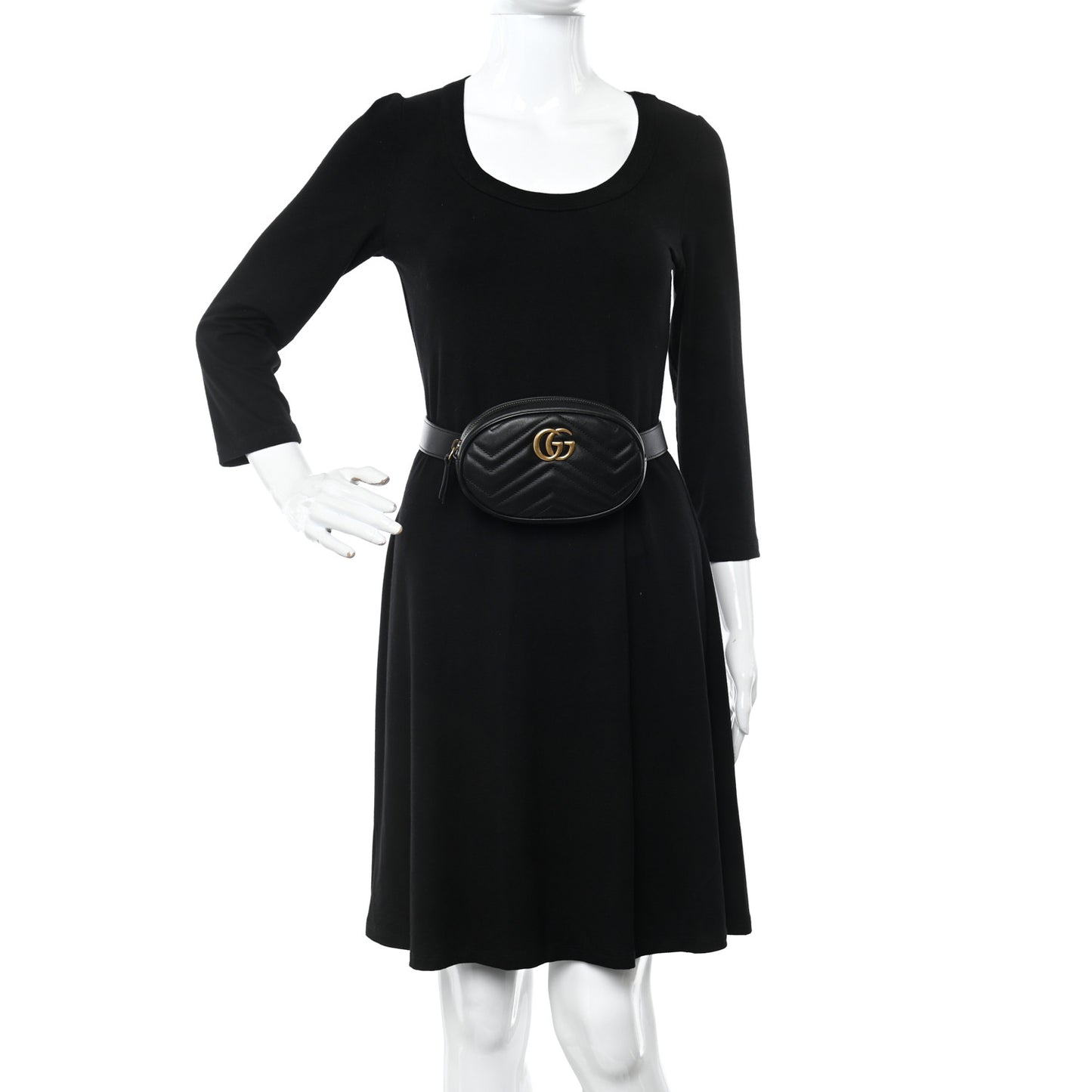 Calfskin Matelasse GG Marmont Belt Bag 85 34 Black