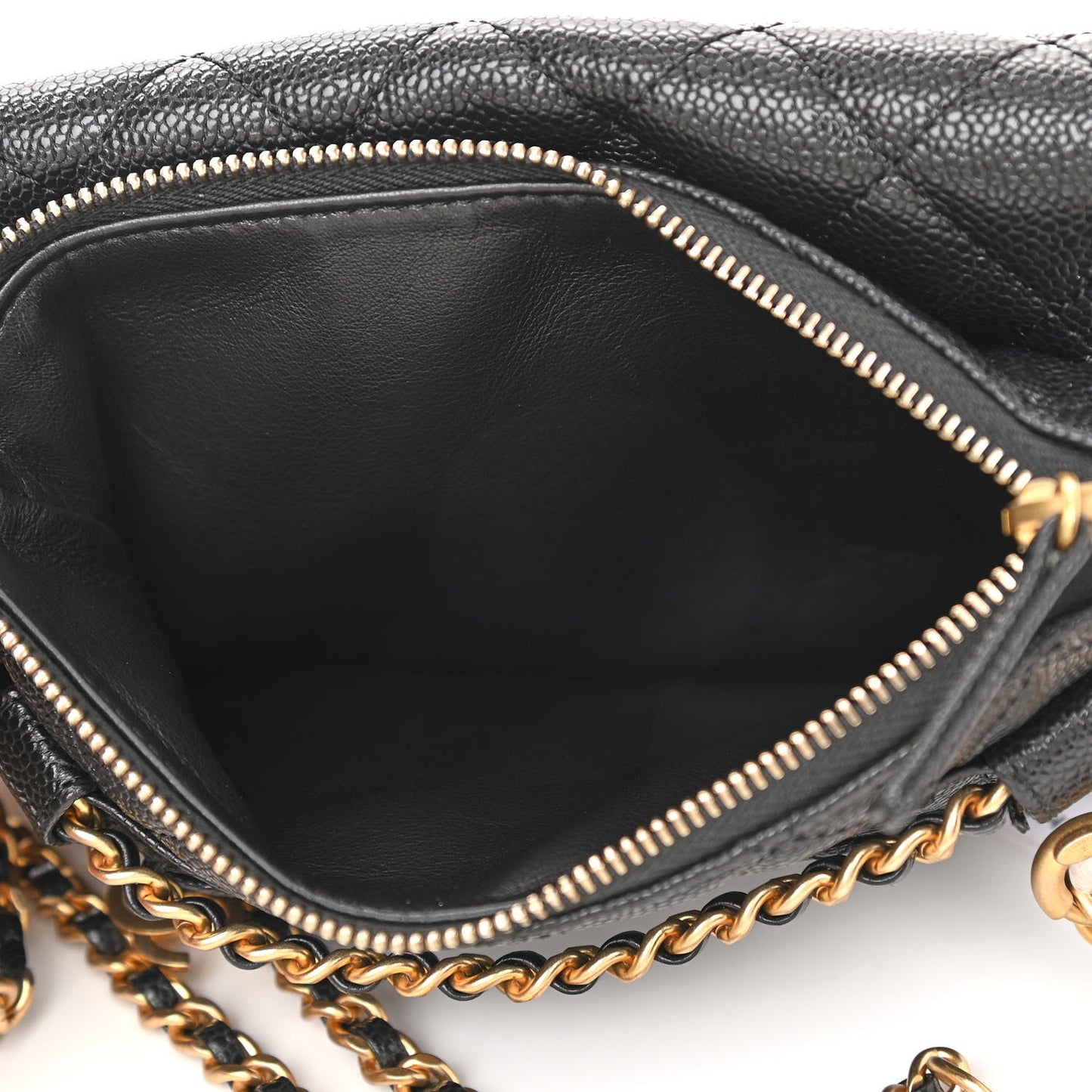 Shiny Caviar Pick Me Up Flap Belt Bag Black