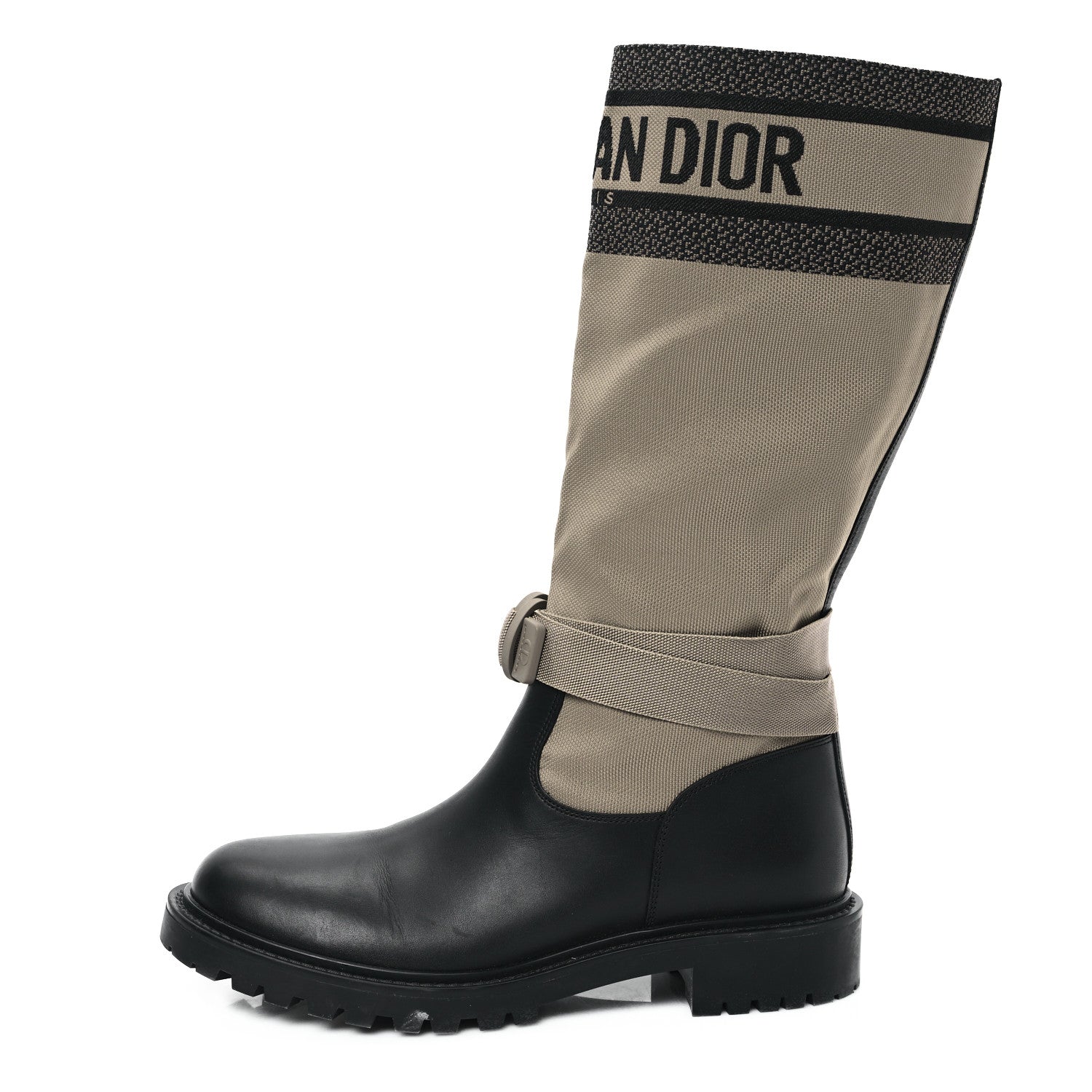 Christian Dior Technical Fabric Calfskin D-Major Boots 40 Taupe Black 1 of 9
