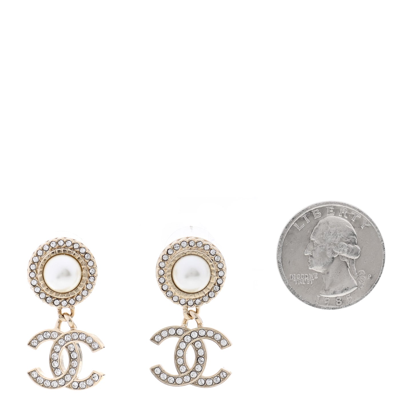 Crystal Pearl Bow-tiful CC Drop Earrings Gold