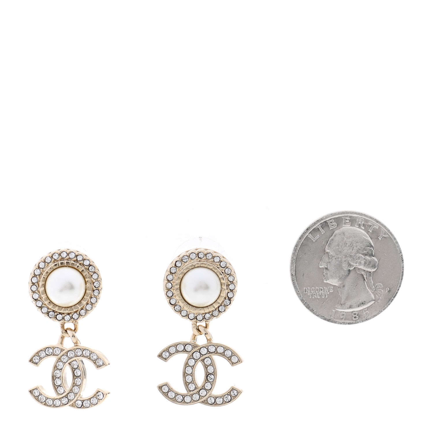 Chanel Crystal Pearl Bow-tiful CC Drop Earrings Gold 2 of 4