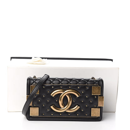Chanel Lambskin Quilted Horizontal Boy Brick Studded Flap Black 11 of 11