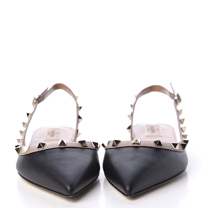 Valentino Garavani Nappa Rockstud Slingback Flats 39 Black Poudre 2 of 11