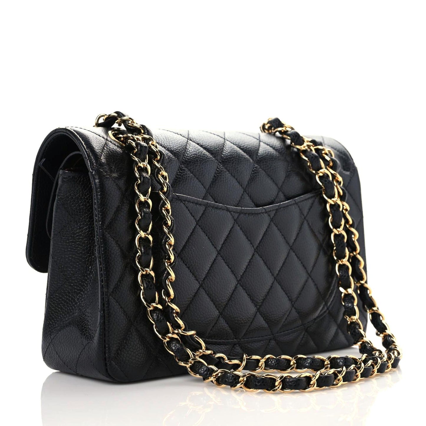 Caviar Quilted Small Double Flap Black