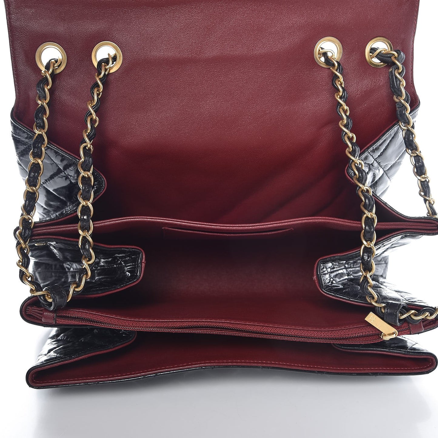 Glazed Crinkled Calfskin Flap Black