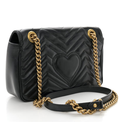 Gucci Calfskin Matelasse Small GG Marmont Shoulder Bag Black 3 of 16