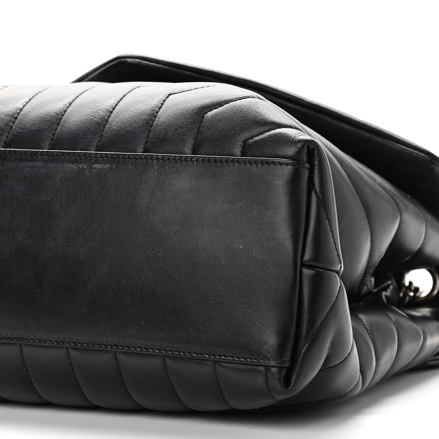 Calfskin Y Quilted Monogram Medium Loulou Chain Satchel Black
