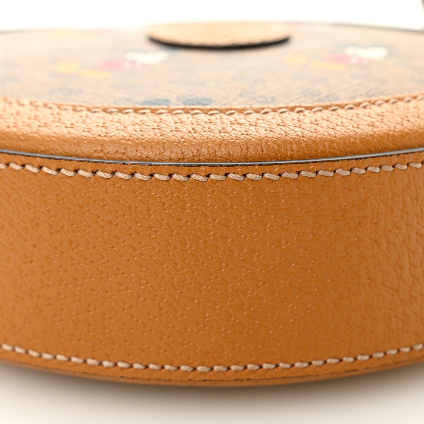 X DISNEY Mini Vintage GG Supreme Monogram Mickey Mouse Round Shoulder Bag Beige Vintage Sun Oil