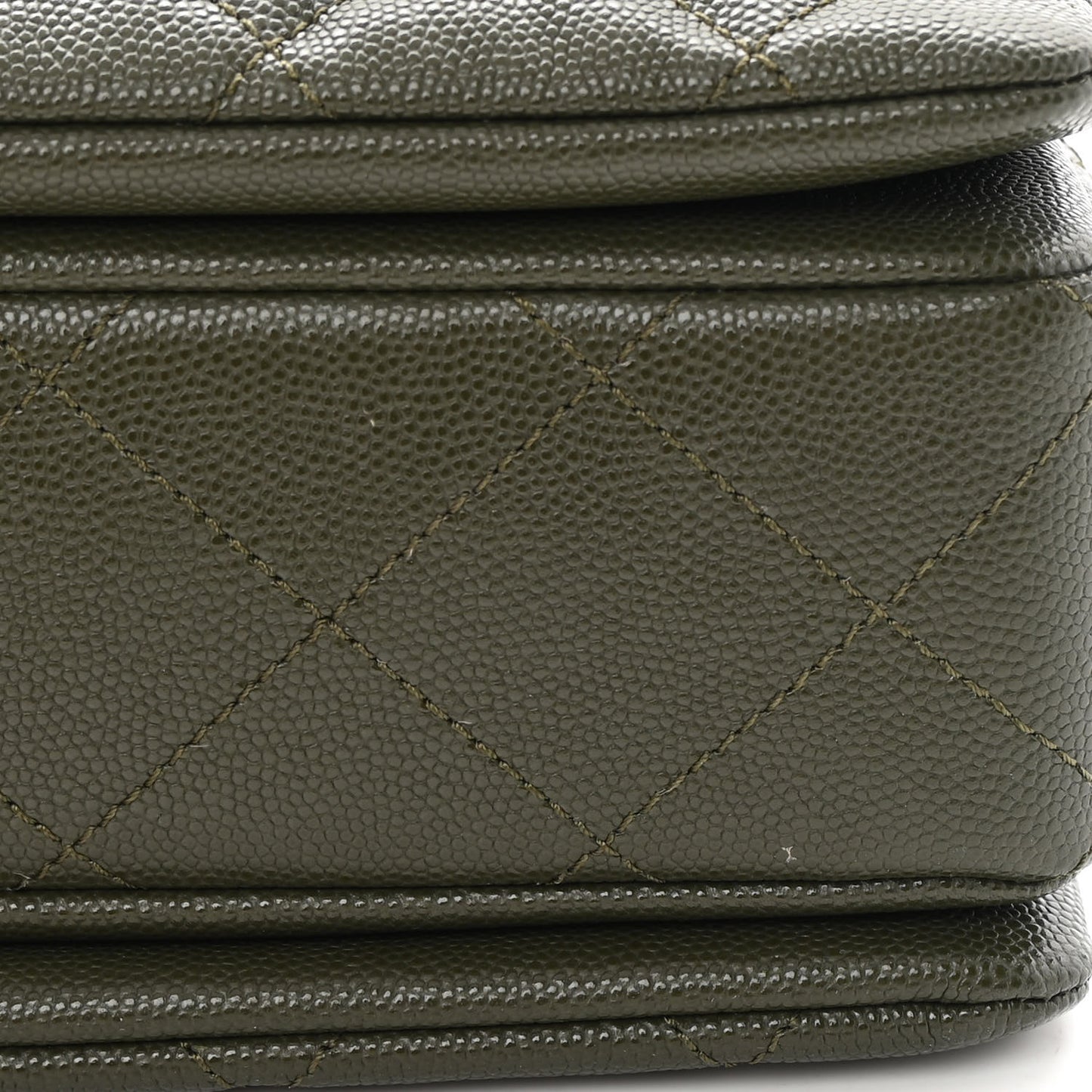 Caviar Quilted Coco First Flap Khaki