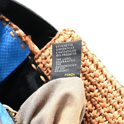 Fendi Raffia Snakeskin Large Peekaboo X-Tote Miele Bluette 8 of 11