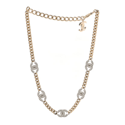 Chanel Crystal Chain CC Link Choker Gold Silver 3 of 4