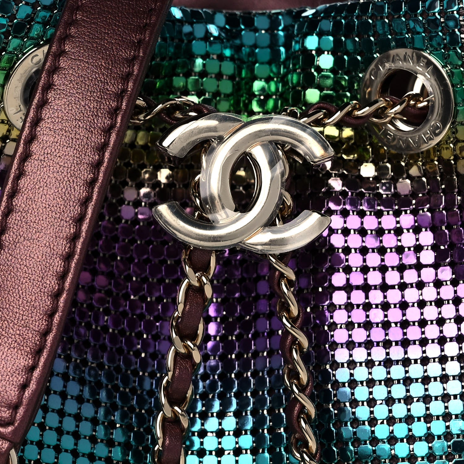 Chanel Faded Metallic Mesh Mini Bucket Bag Multicolor 8 of 10
