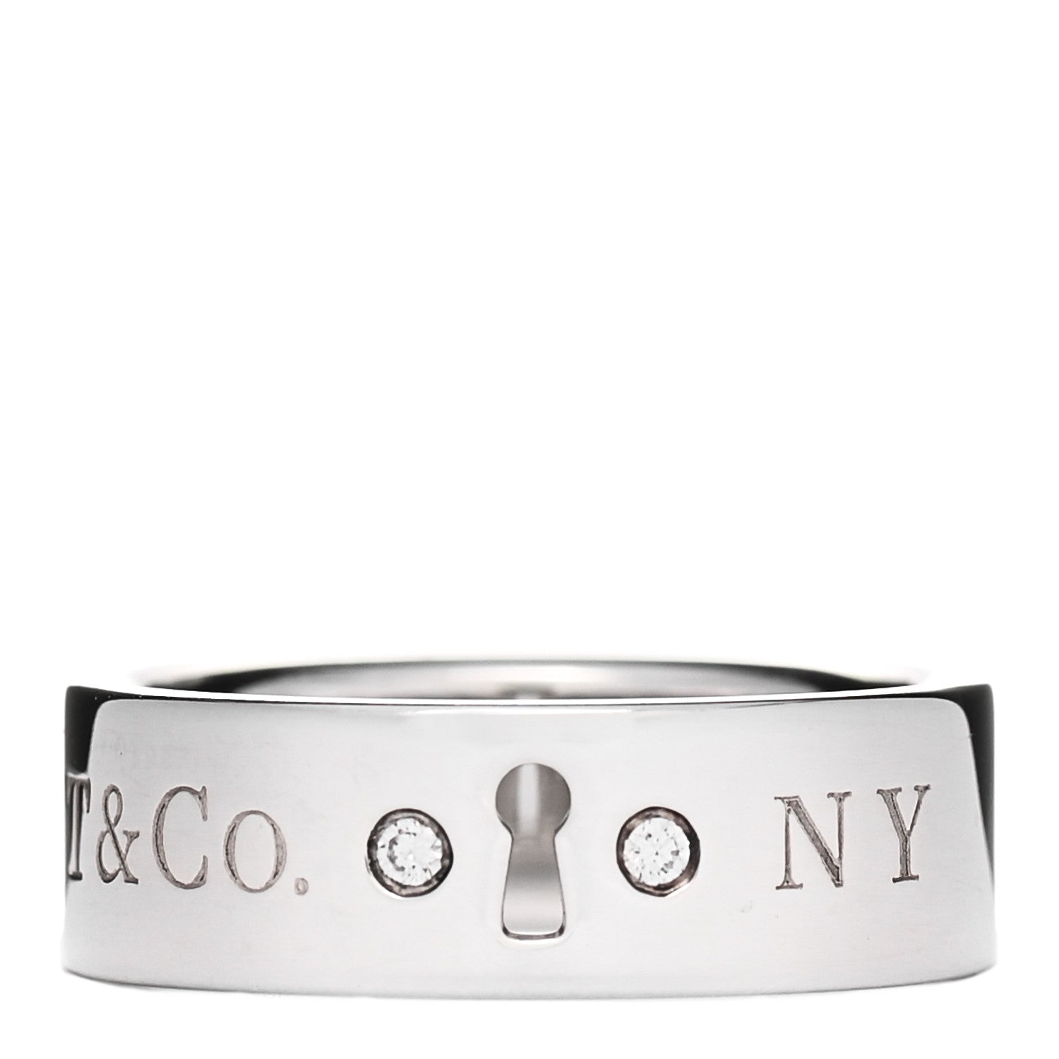Tiffany Sterling Silver Diamond Locks Ring 51 5.75 1 of 4