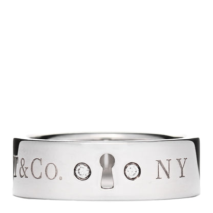 Tiffany Sterling Silver Diamond Locks Ring 51 5.75 1 of 4