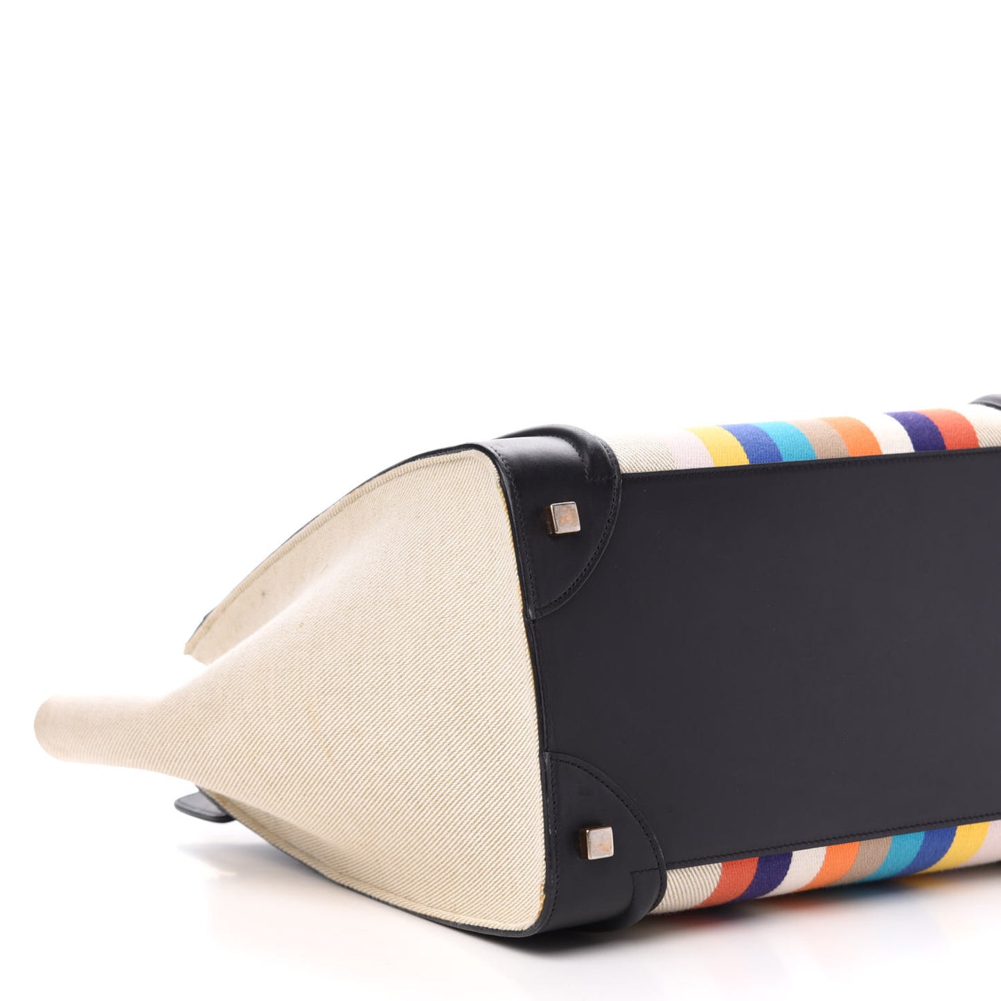 Smooth Calfskin Striped Canvas Mini Luggage Multicolor