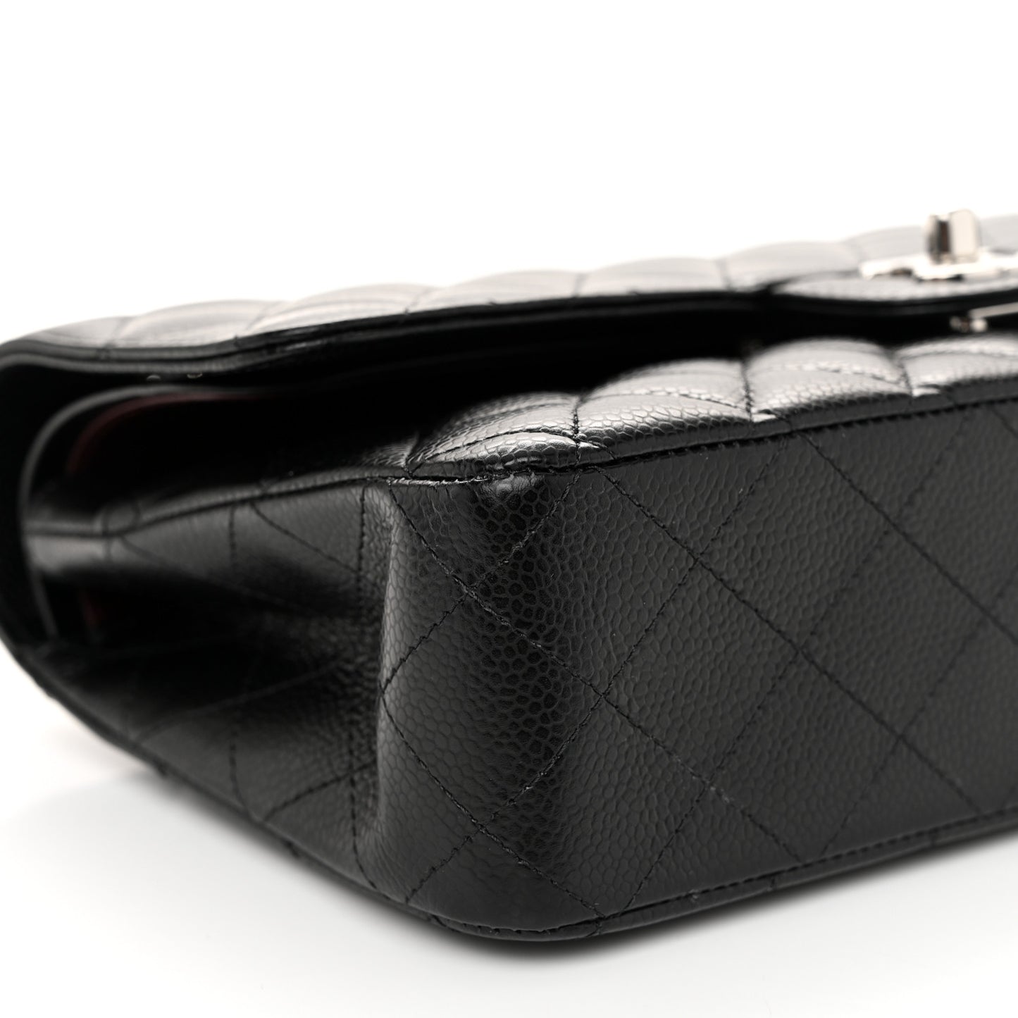 Caviar Quilted Medium Double Flap Black