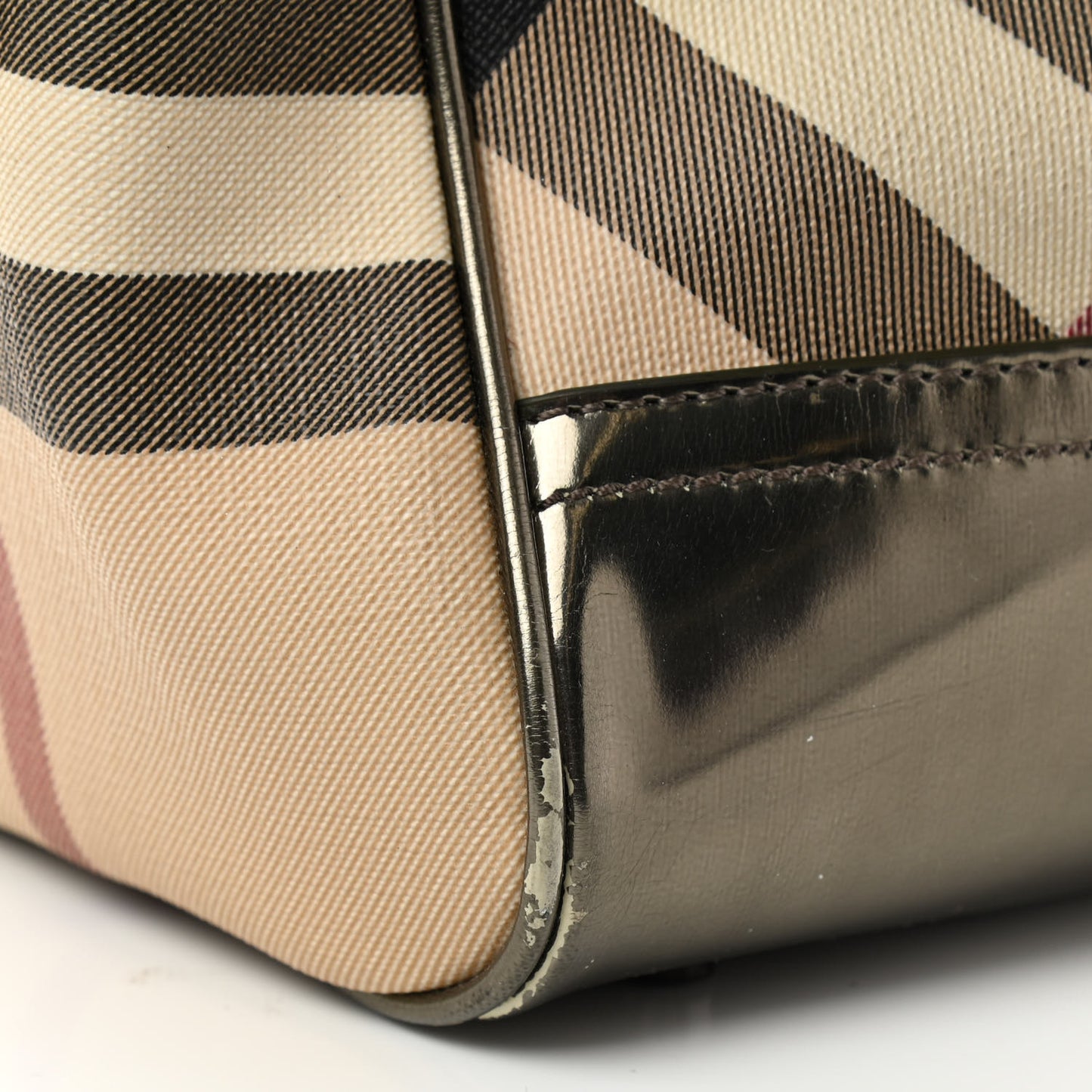 Metallic Supernova Check Patent Bowling Bag Pewter