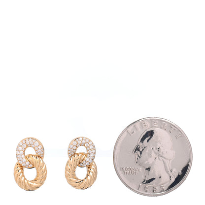 David Yurman 18K Yellow Gold Diamond Extra Small Belmont Curb Link Drop Earrings 2 of 4