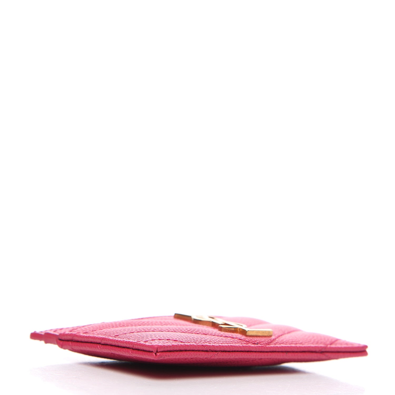 Saint Laurent Grain De Poudre Matelasse Chevron Monogram Credit Card Case Fresh Fuxia 3 of 7