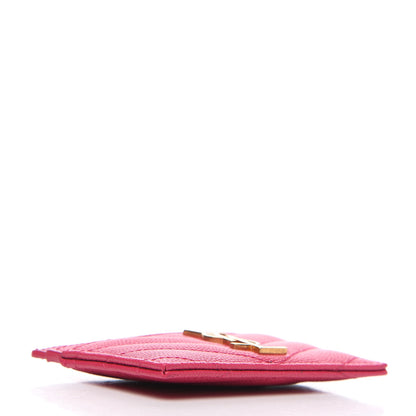Saint Laurent Grain De Poudre Matelasse Chevron Monogram Credit Card Case Fresh Fuxia 3 of 7