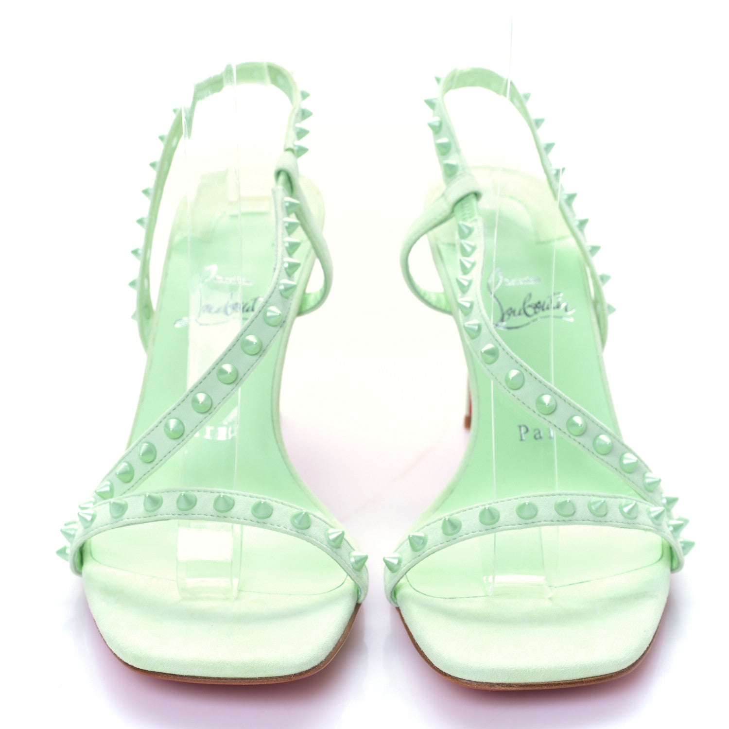 Christian Louboutin Suede Rosa Condorapik 85 Spike Sandals 38.5 Studio Green 2 of 8