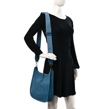 Hermes Taurillon Clemence Evelyne III PM Blue Jean 2 of 9