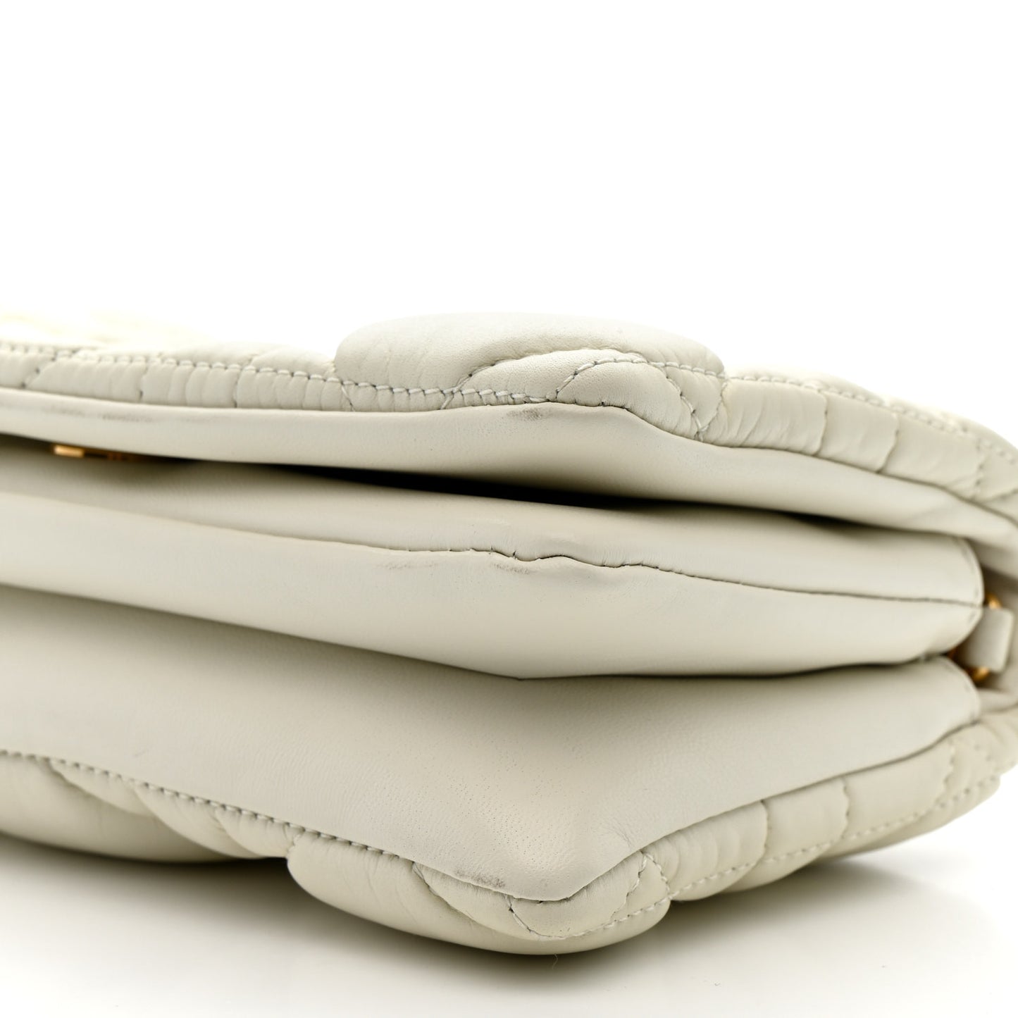 Calfskin Macrocannage Mini Caro Bag White