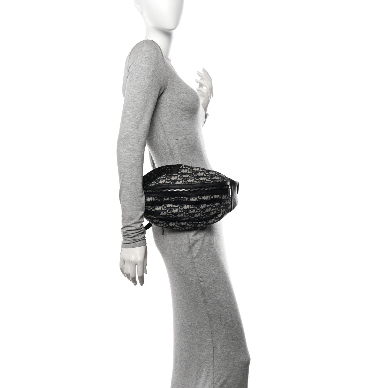 Christian Dior Grained Calfskin Oblique Scarab Sling Bag Blue Black 2 of 9