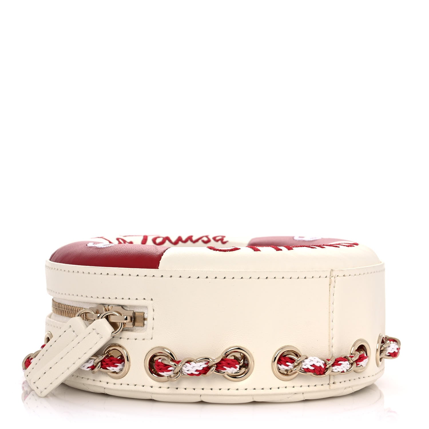 Chanel Lambskin Coco Lifesaver Round Bag Red White 4 of 11