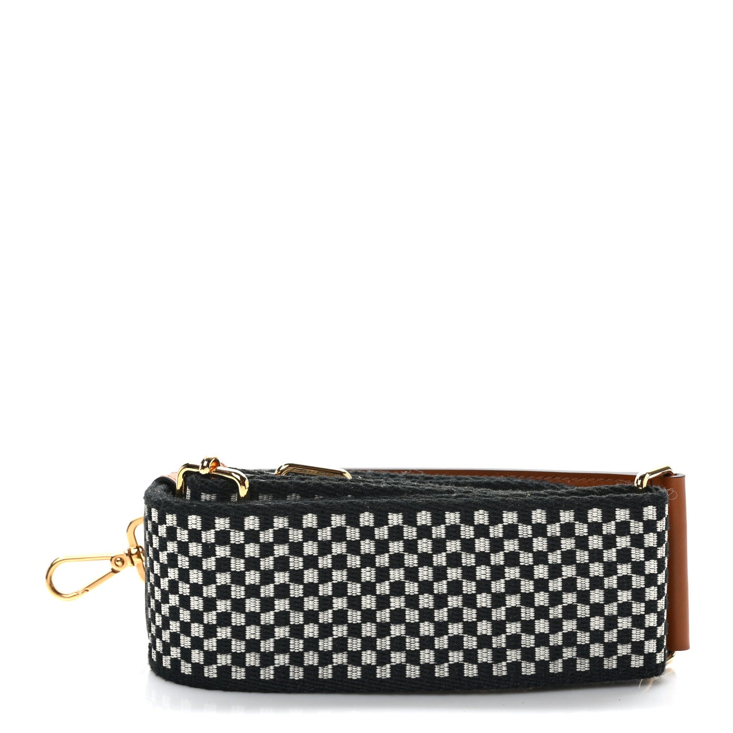 Ribbon Vitello King Logo Embossed Gingham Woven Adjustable Strap You Panna Black Cuoio