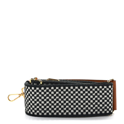 Fendi Ribbon Vitello King Logo Embossed Gingham Woven Adjustable Strap You Panna Black Cuoio 2 of 4