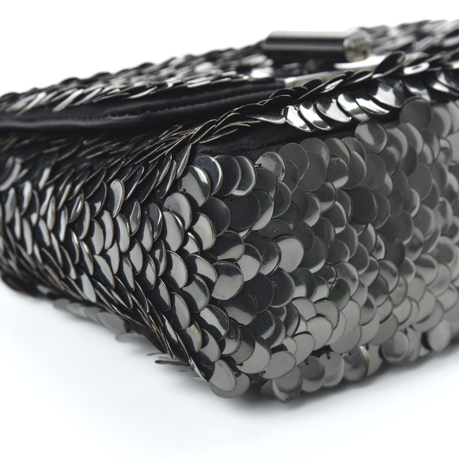 Tom Ford Paillette Embellished Large Natalia Chain Bag Dark Silver Black 6 of 9