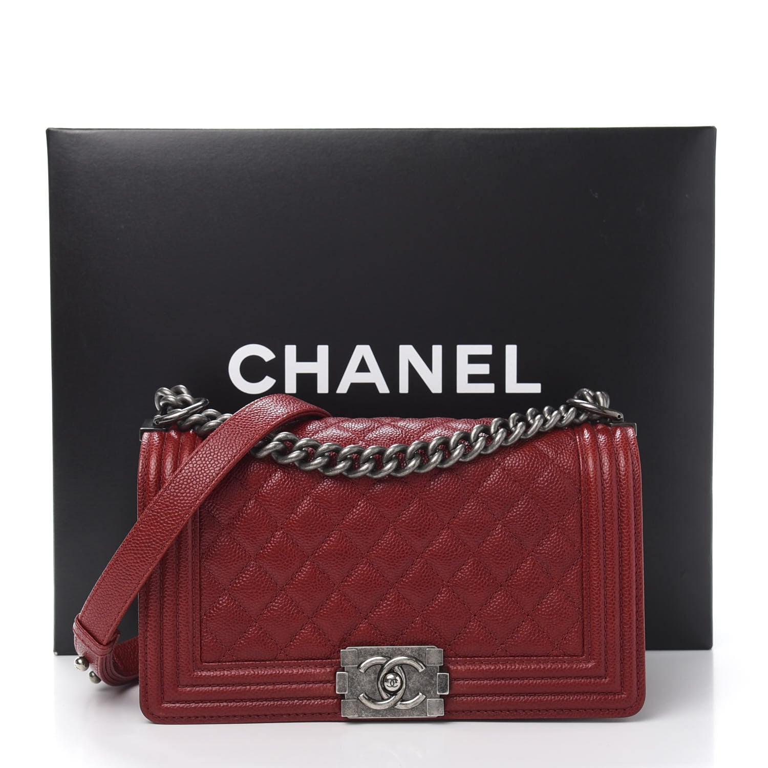 Chanel Caviar Quilted Medium Boy Flap Red 12 of 12