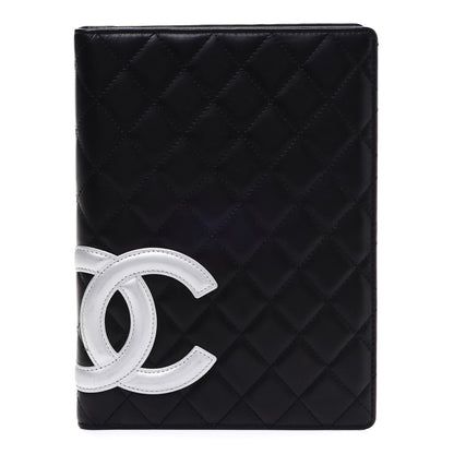 Chanel Calfskin Quilted Large Cambon Agenda Planner Black Silver 1 of 12