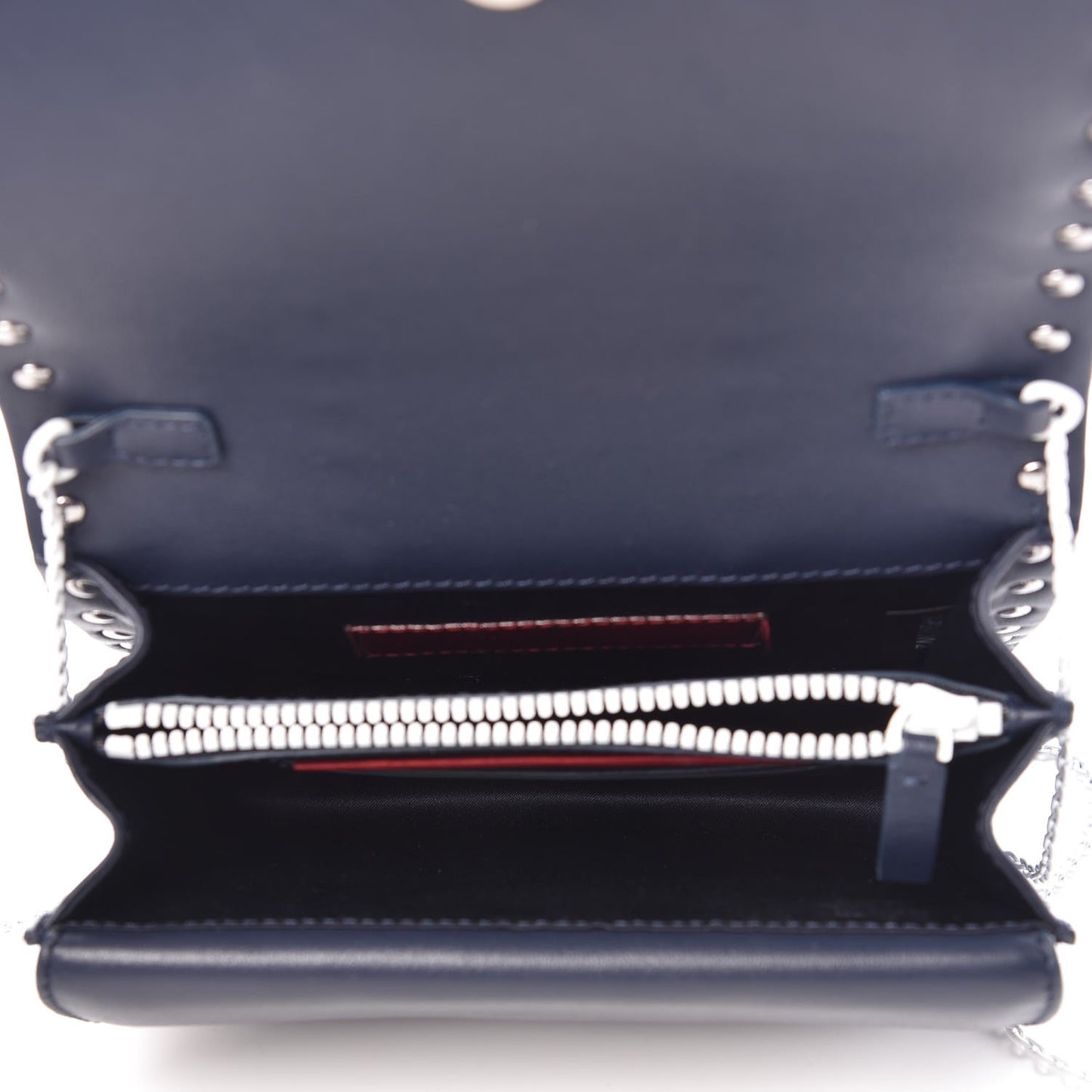 Vitello Colorblock Free Rockstud Wallet on Chain Marine Optic White