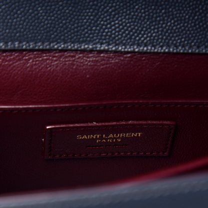 Saint Laurent Grain de Poudre Medium Classic Monogram Cassandra Top Handle Deep Marine 7 of 10