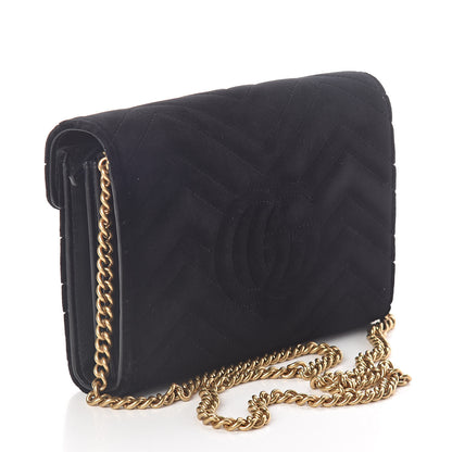 Gucci Velvet Matelasse GG Marmont Chain Wallet Black 3 of 10
