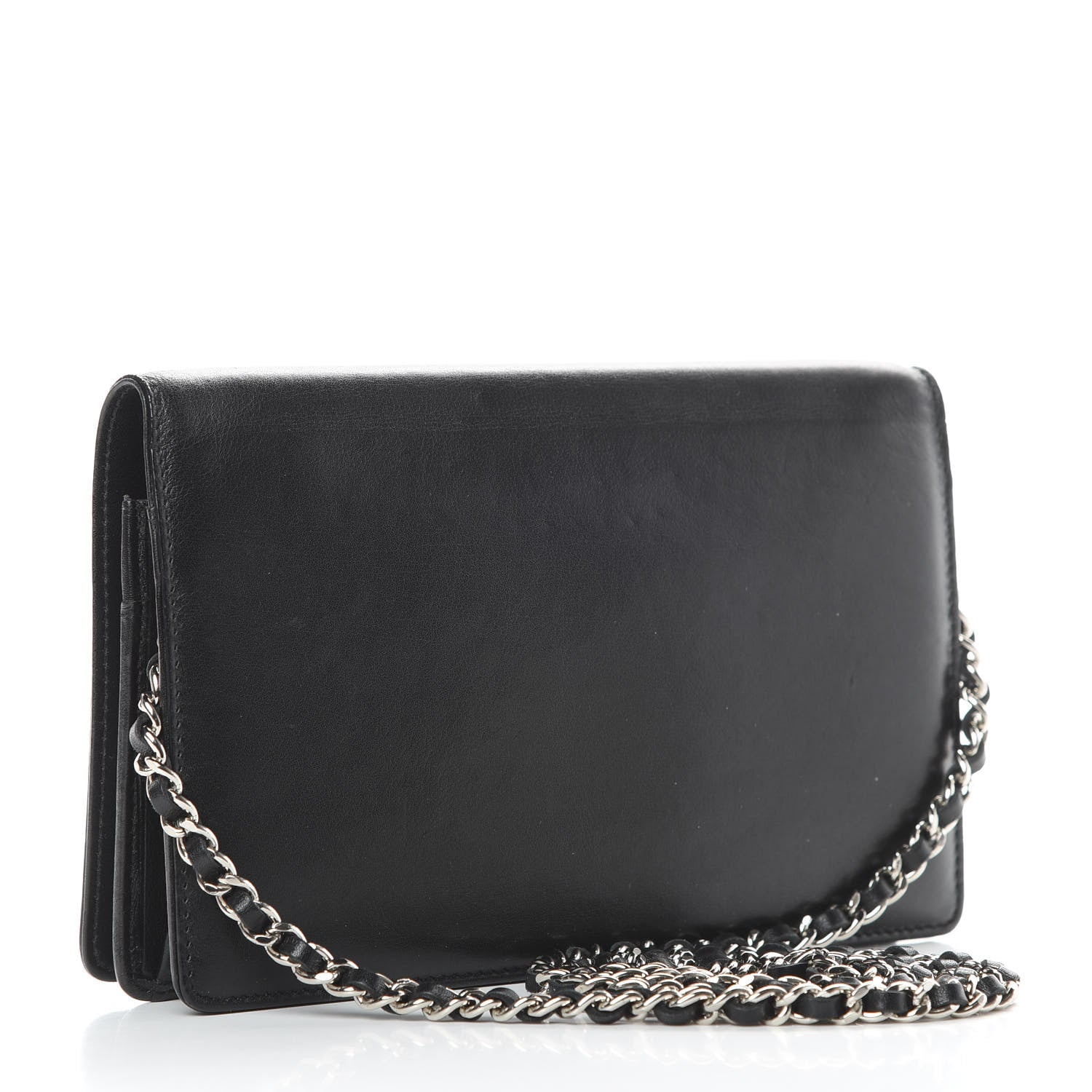 Chanel Lambskin Studded CC Wallet On Chain WOC Black 3 of 19