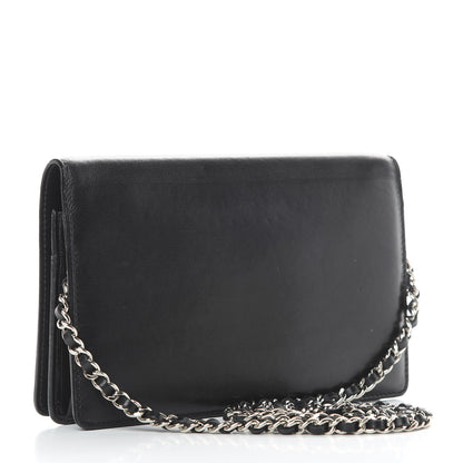 Chanel Lambskin Studded CC Wallet On Chain WOC Black 3 of 19