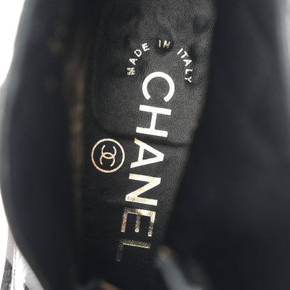 Chanel Shiny Lambskin Quilted Lace Up Combat Boots 38 Black 9 of 11